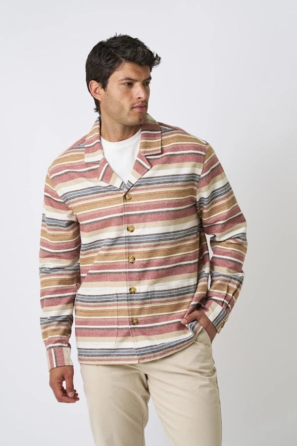 Men's Striped Chore Coat in Earth Tones