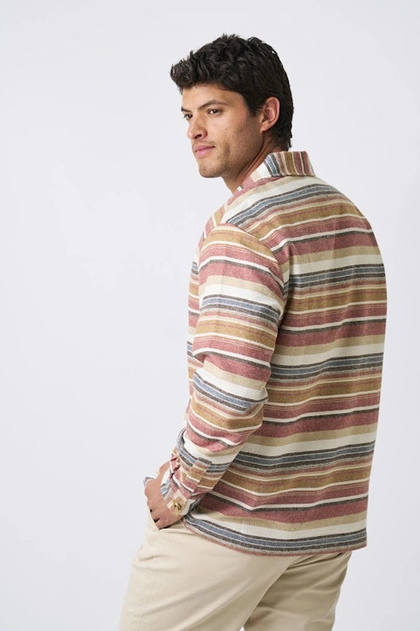 Men's Striped Chore Coat in Earth Tones
