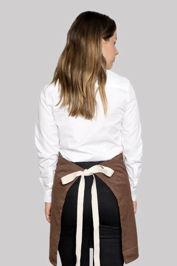 Mocha Pinstripe Half Apron