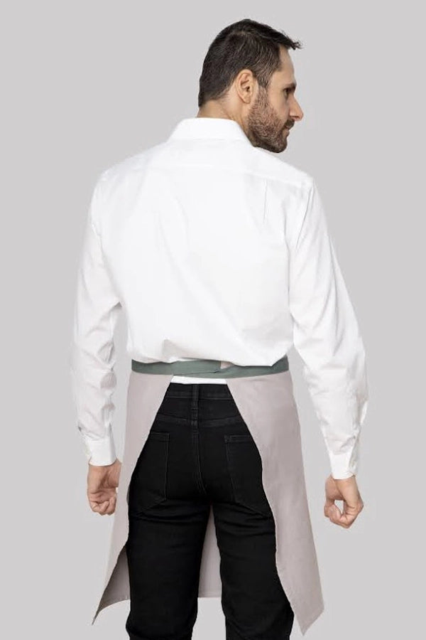 Taupe Bistro Apron with Sage Green Tie