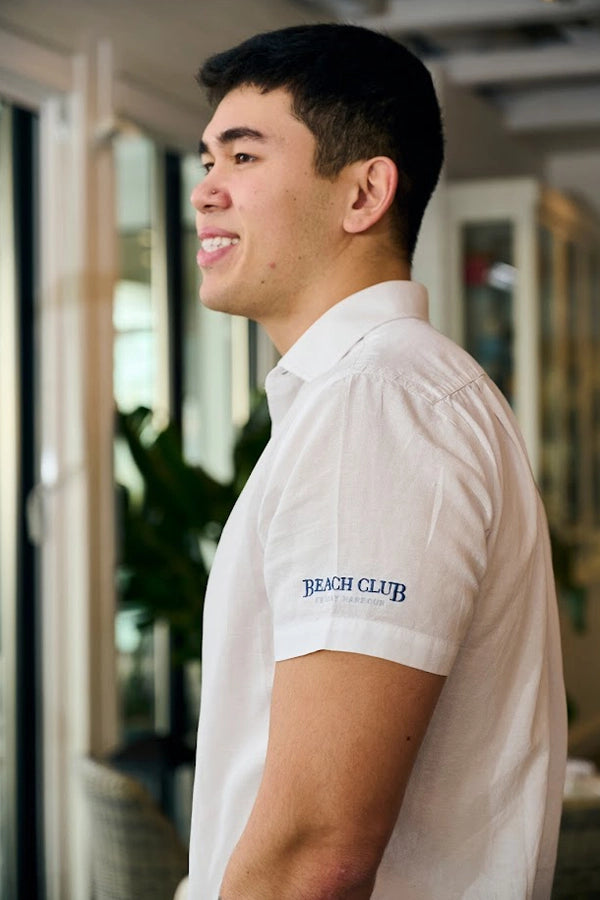 Short-Sleeve White Button-Up Shirt