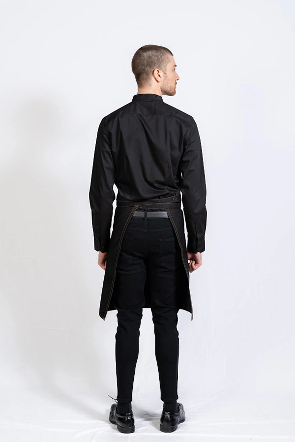 Professional Full Waist Apron – Black with Contrast Stitching