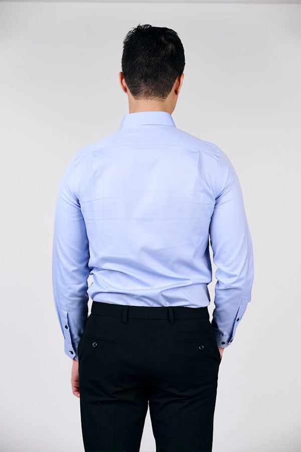 Classic Light Blue Long Sleeve Shirt with Dual Chest Pockets