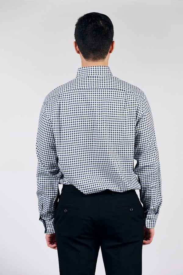Classic Black-and-White Checkered Button-Down Shirt