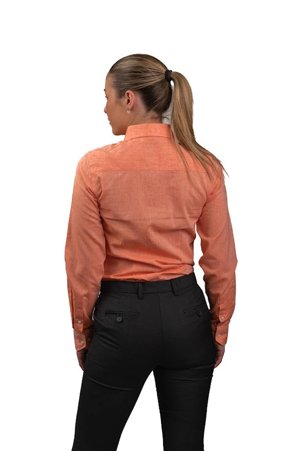 Women's Coral Long-Sleeve Button-Up Shirt