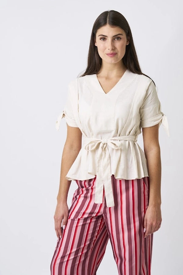 Women’s Tie-Waist Peplum Top