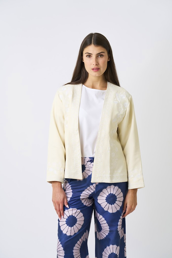 Women's Embroidered Open-Front Jacket