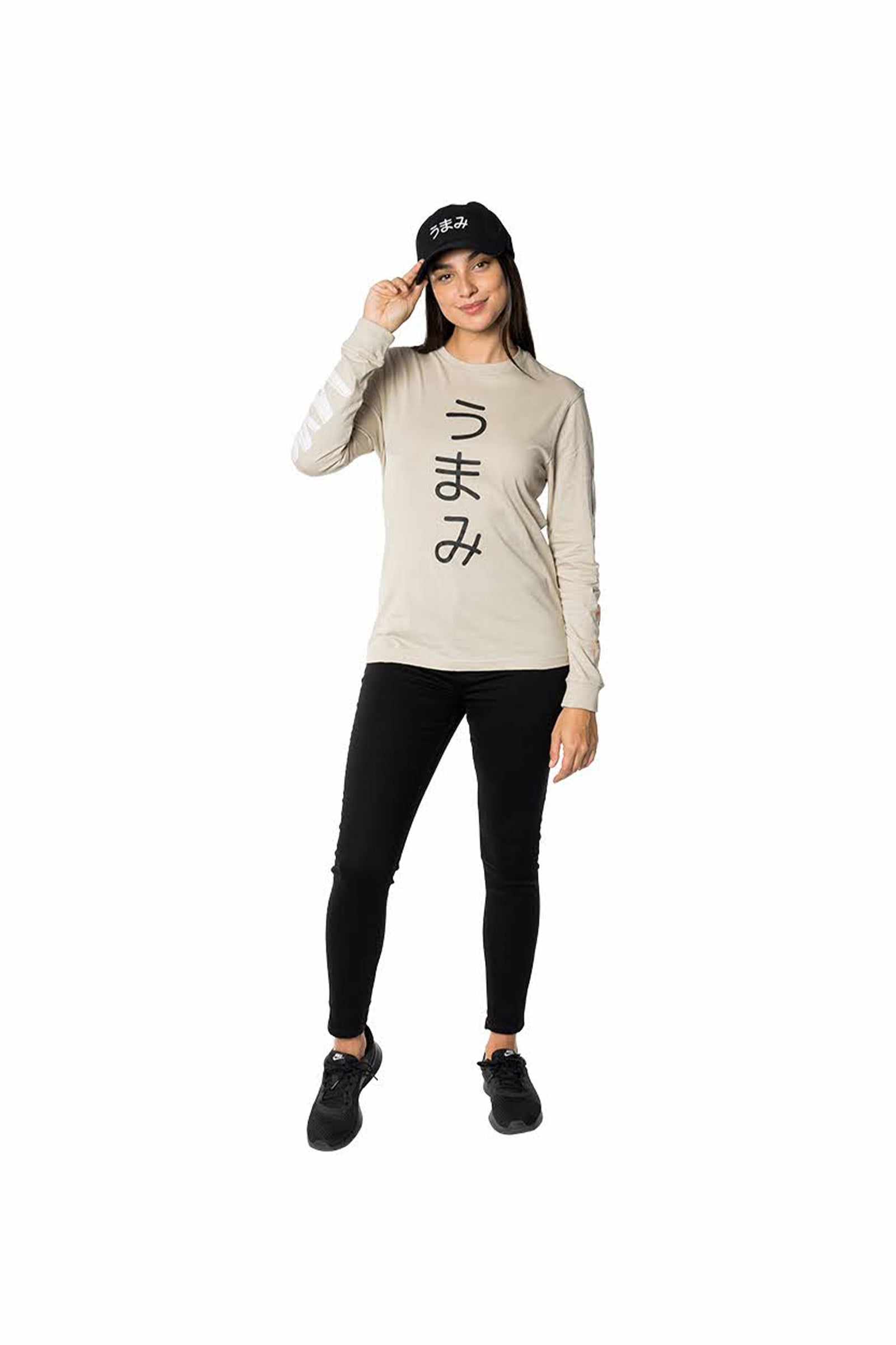 Women’s Beige Long Sleeve T-Shirt with Print