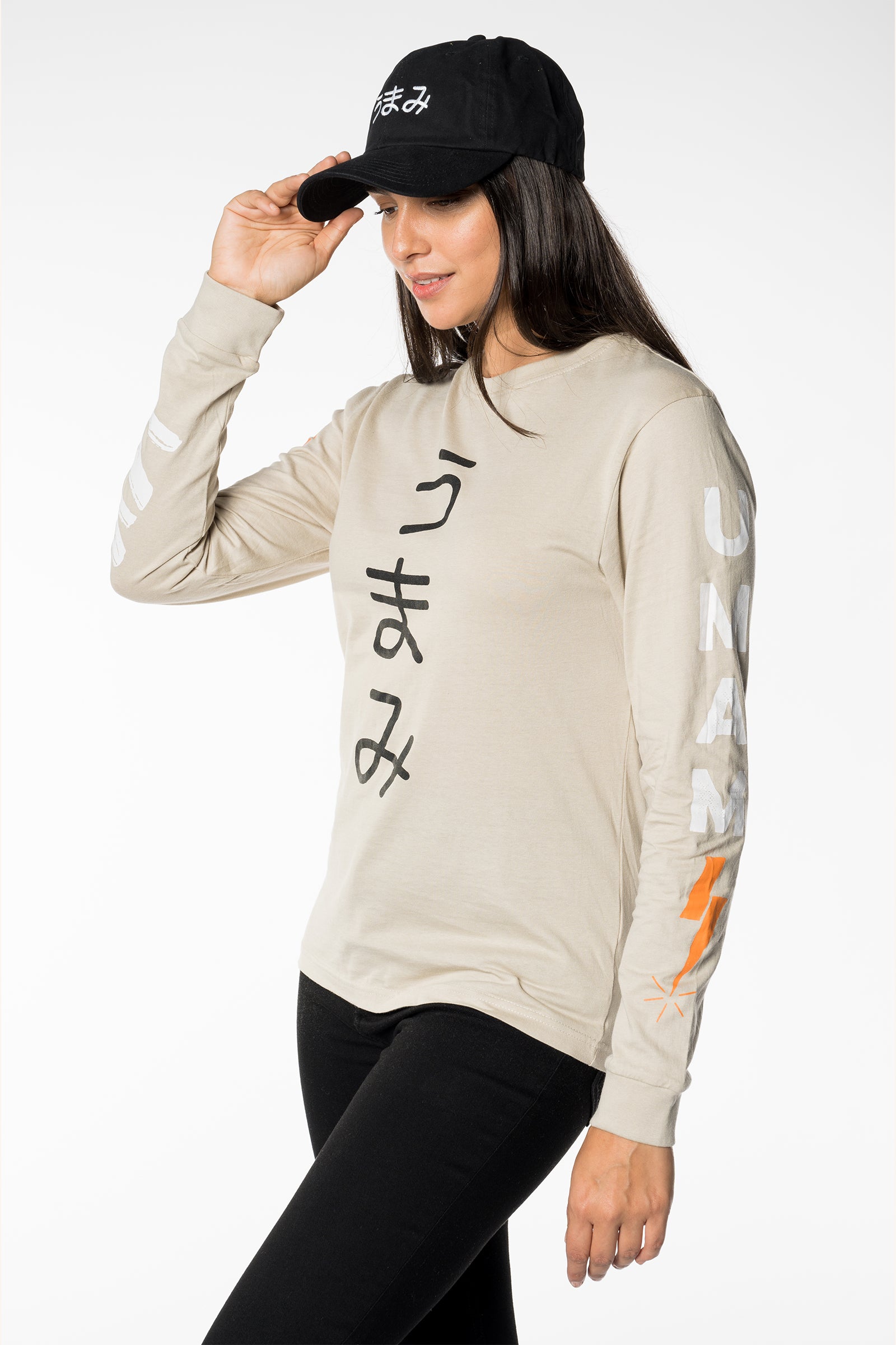 Women’s Beige Long Sleeve T-Shirt with Print
