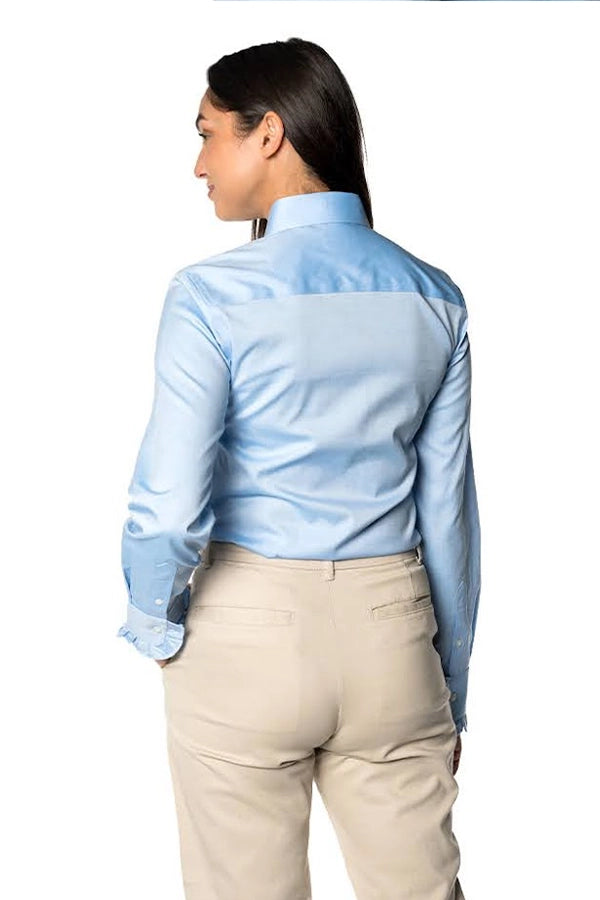 Light Blue Ruffle-Trim Shirt