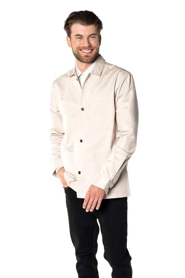 Men's Beige Casual Button-Up Shirt