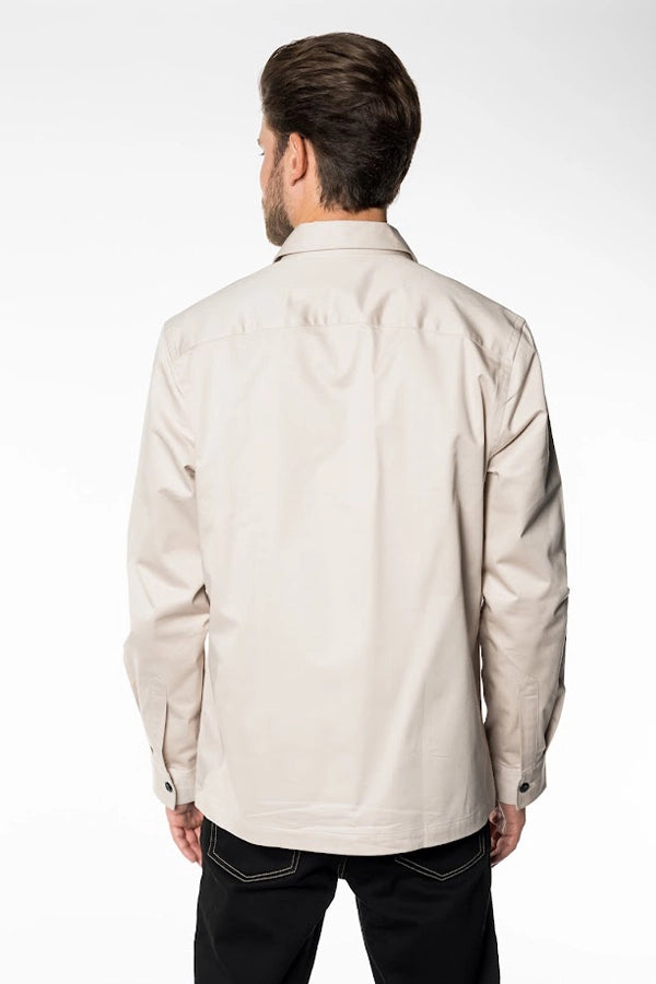 Men's Beige Casual Button-Up Shirt