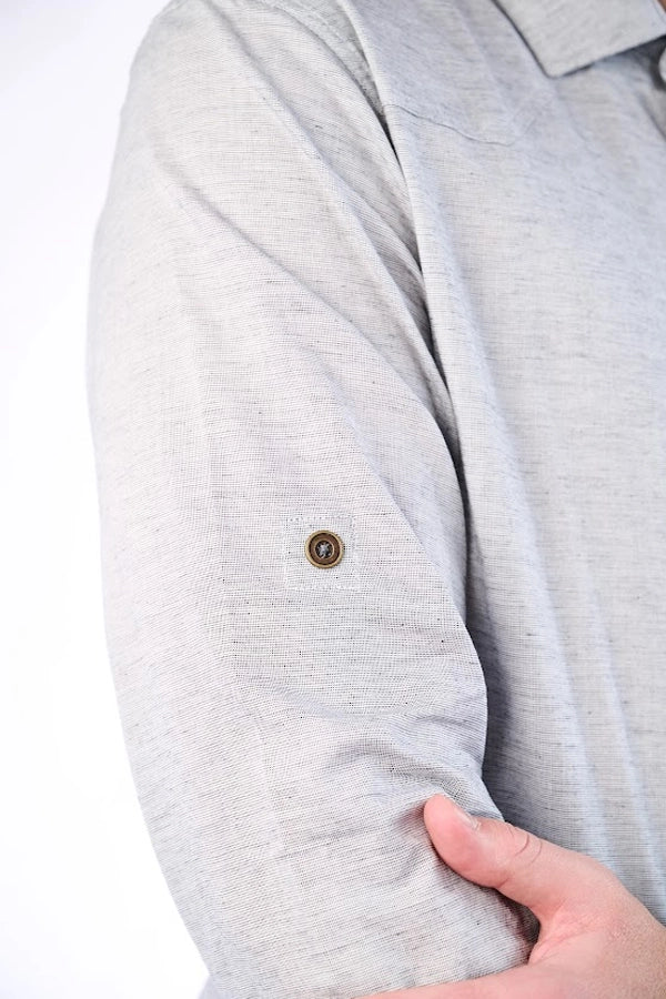 Men's Classic Grey Button-Up Shirt - Sophisticated Casual Look