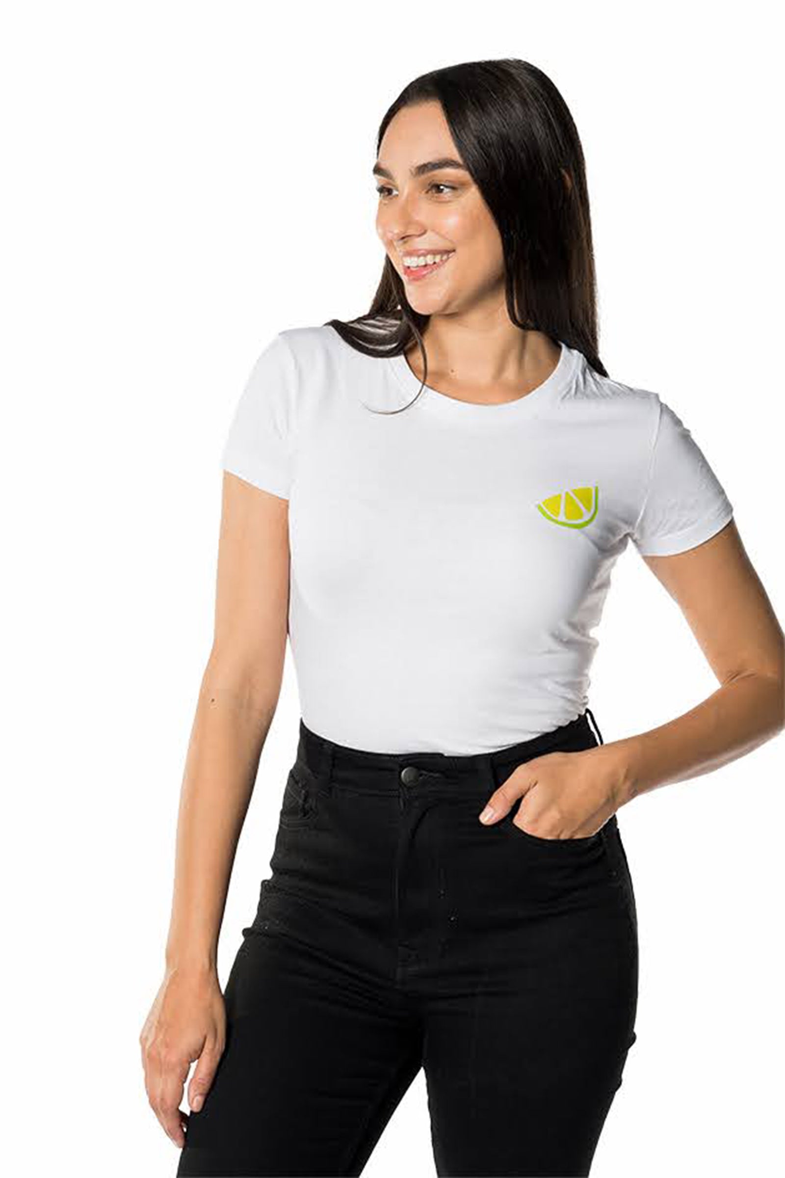Women's White Lime Slice Graphic T-Shirt