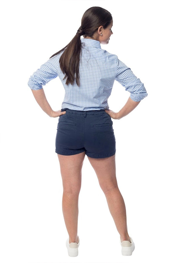 Blue Gingham Roll-Up Sleeve Shirt