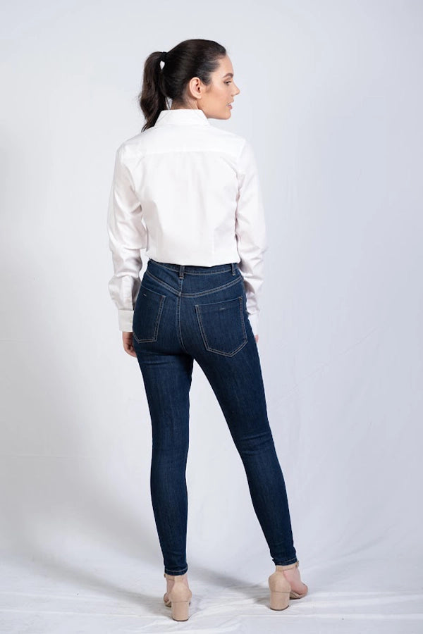 Women's White Shirt with Pink Accent Stitching
