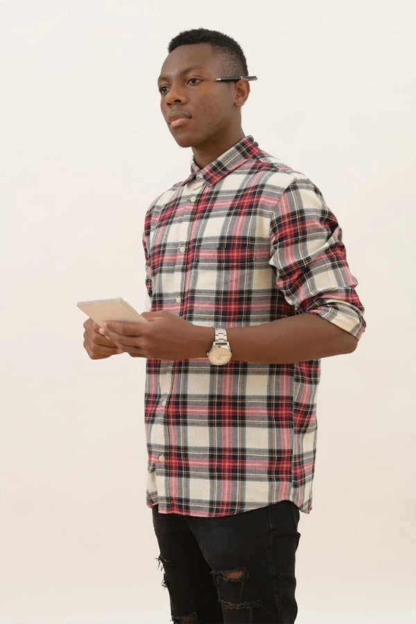 Casual Plaid Button-Up with Edgy Style
