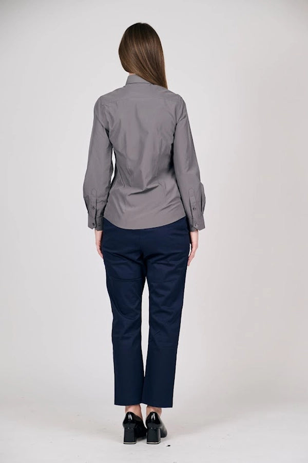 Women's Classic Button-Up Shirt in Charcoal Gray