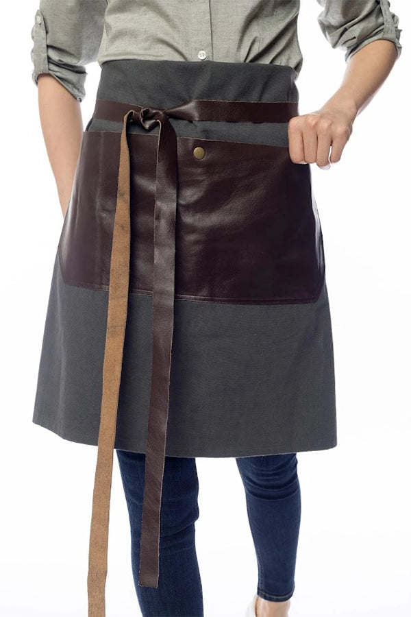Two-Tone Canvas & Leather Utility Apron