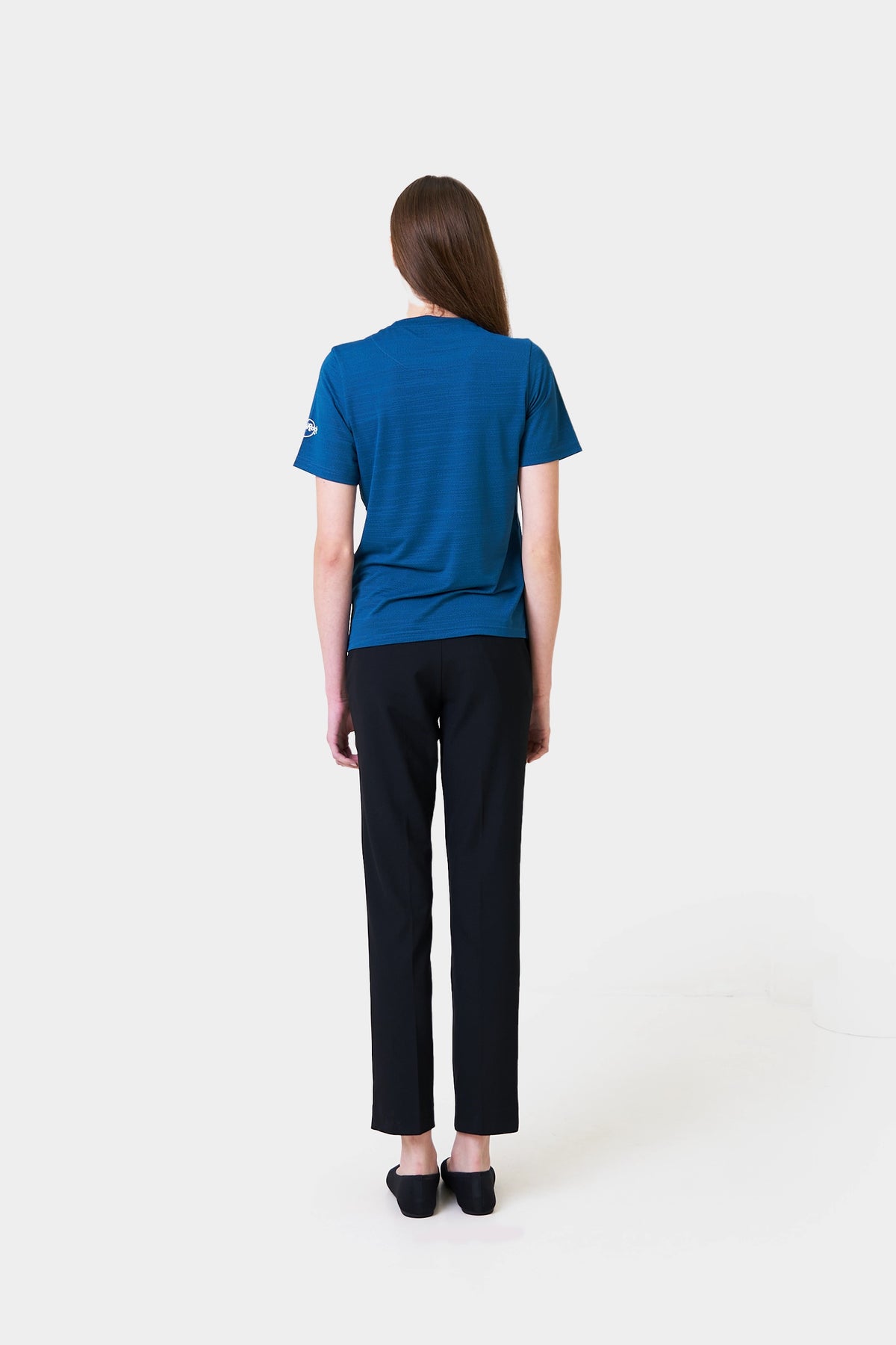 Bussers Summer Female Teal Short Sleeve T-shirt With Logo Print on Sleeve