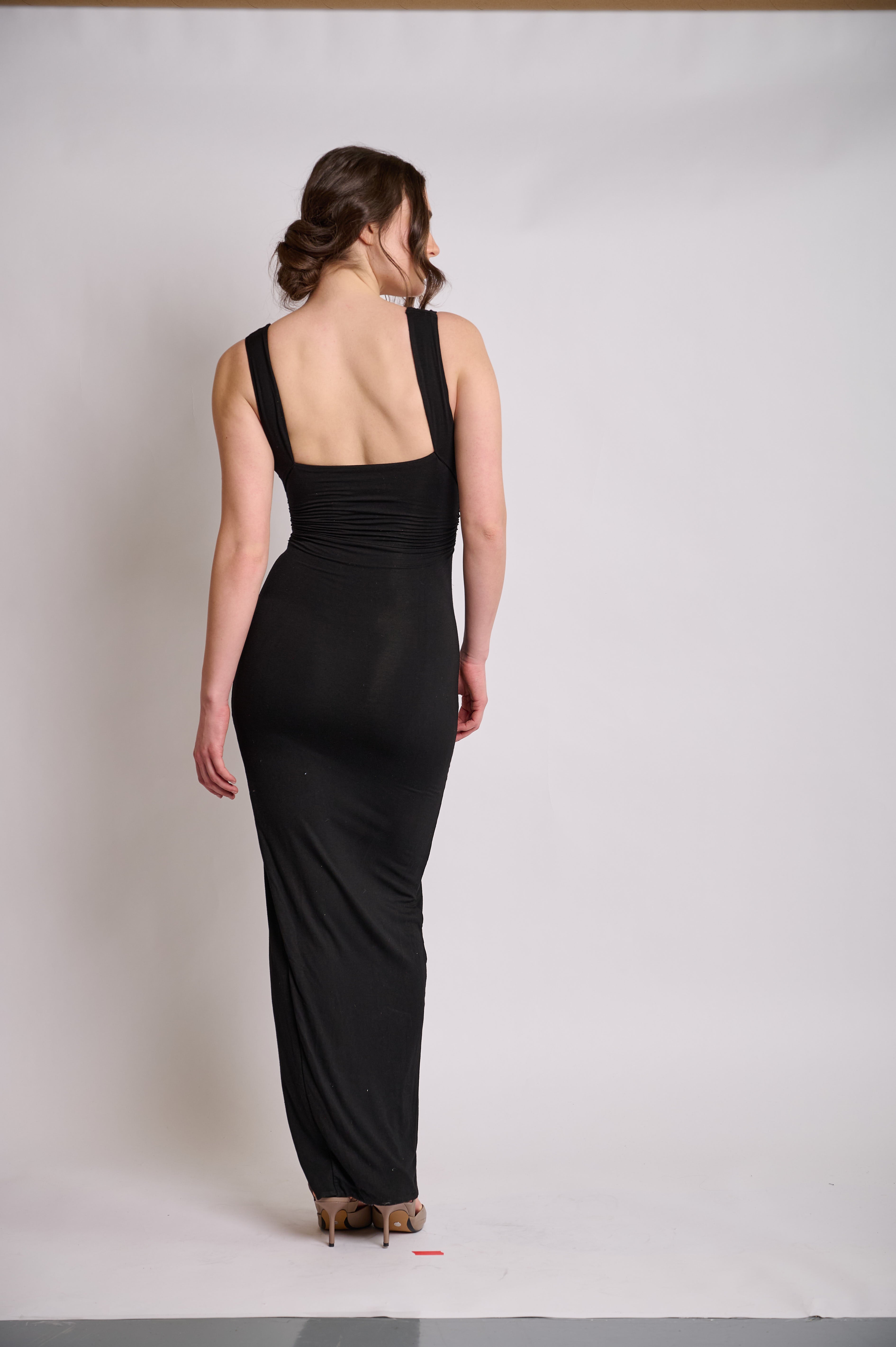 Elegant Black Evening Gown with High Slit