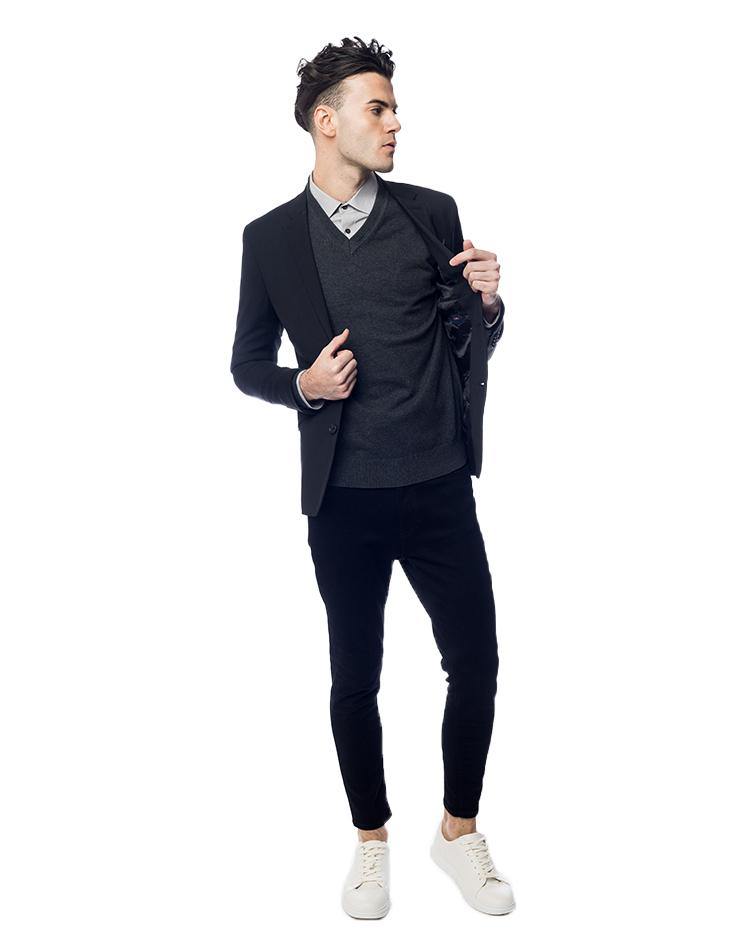 Grey V-Neck Sweater - Kloth Studio Inc. - klothstudio.com