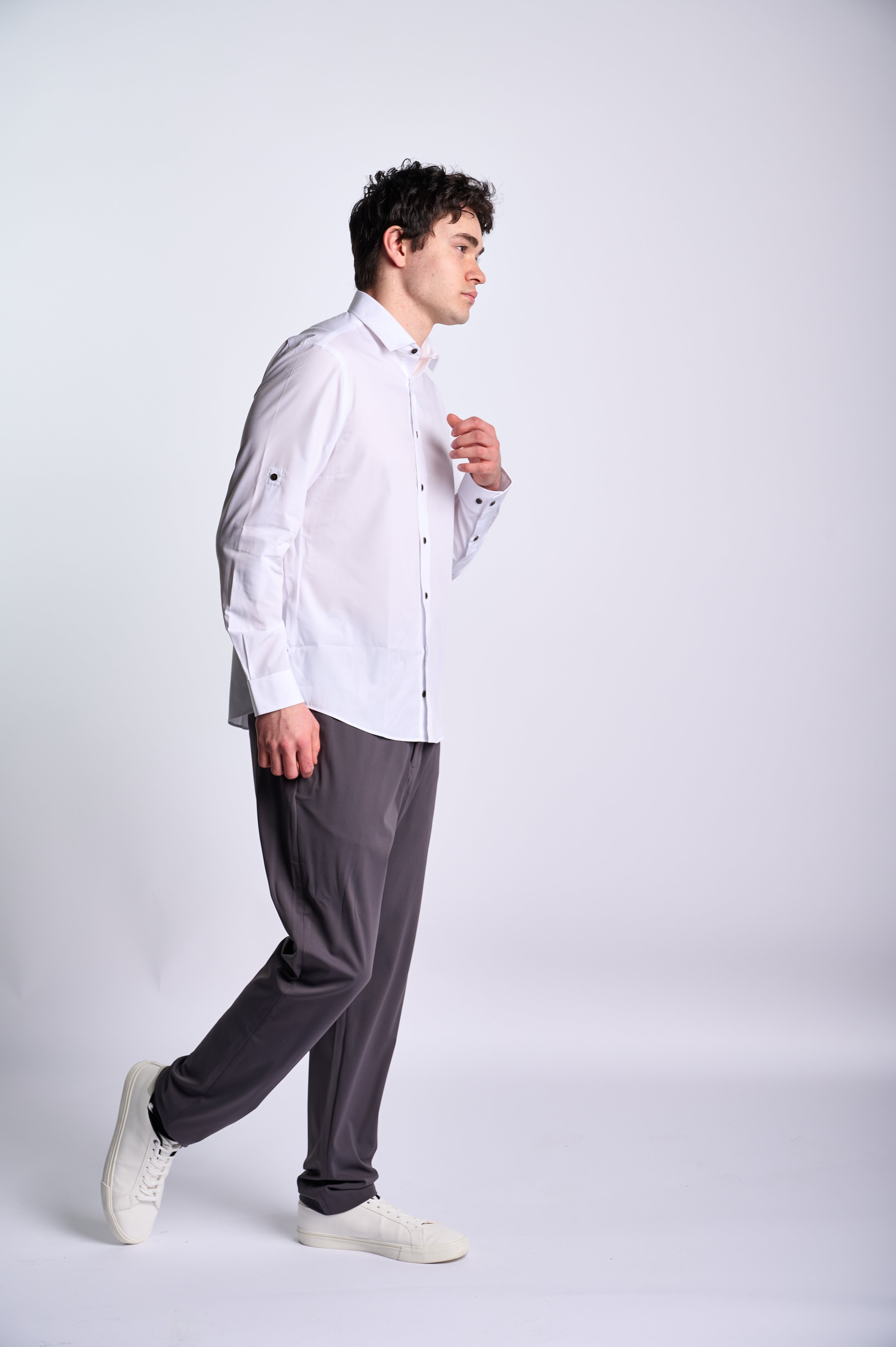Full sleeve white Shirt with contrast buttons
