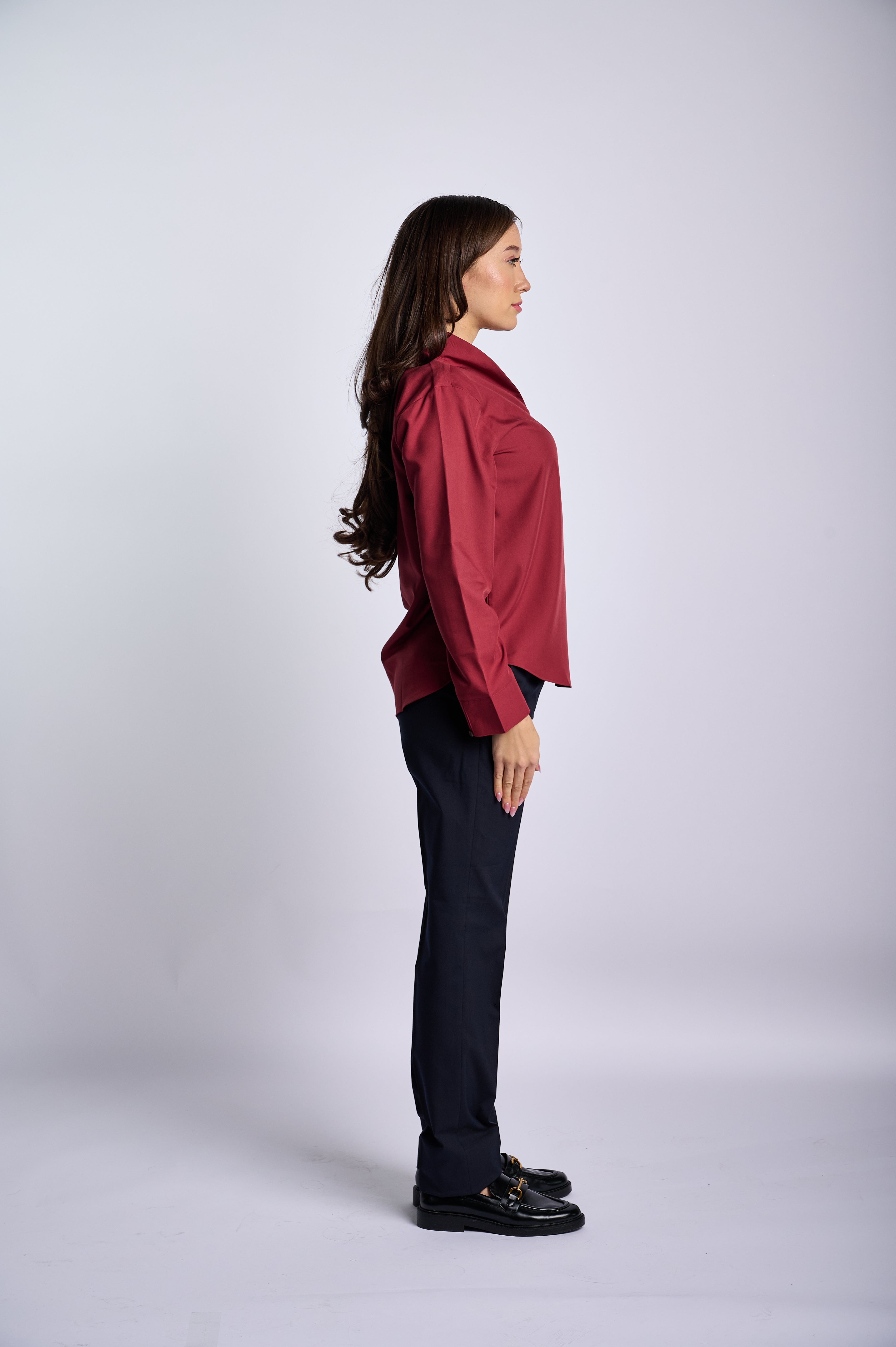Bold Burgundy Shirt with Minimalist Detail