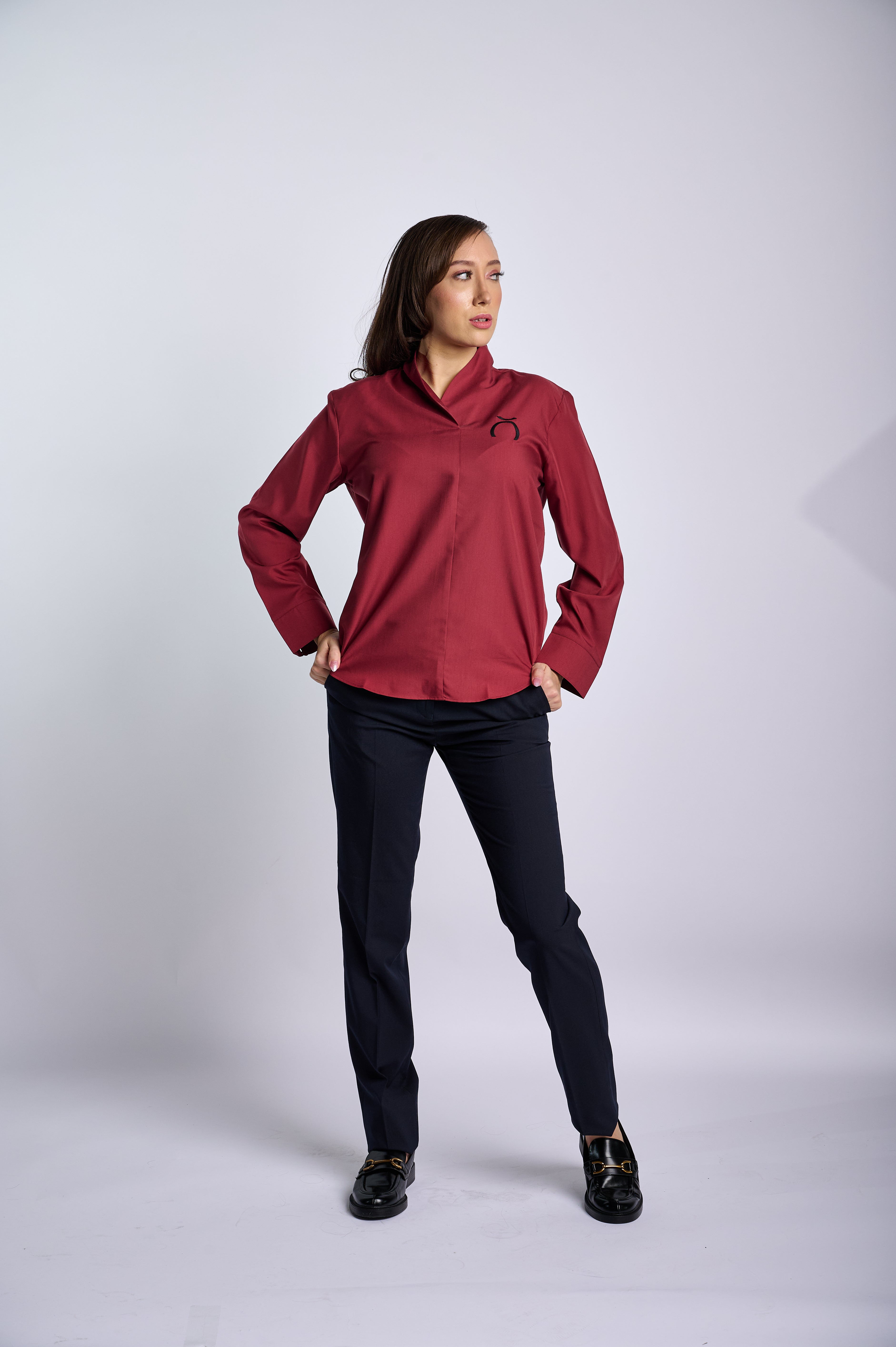 Bold Burgundy Shirt with Minimalist Detail