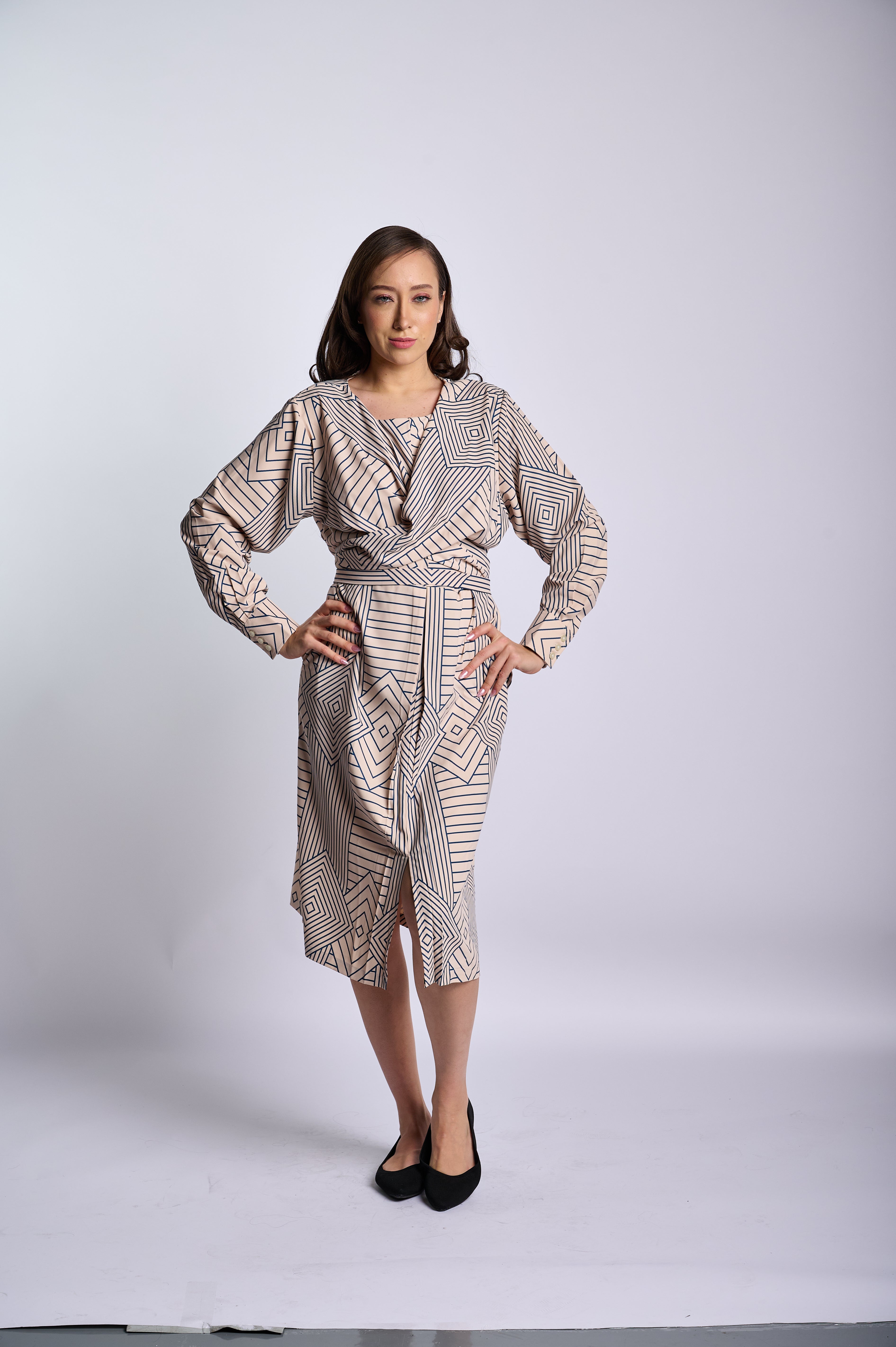 Wrap-style midi Dress