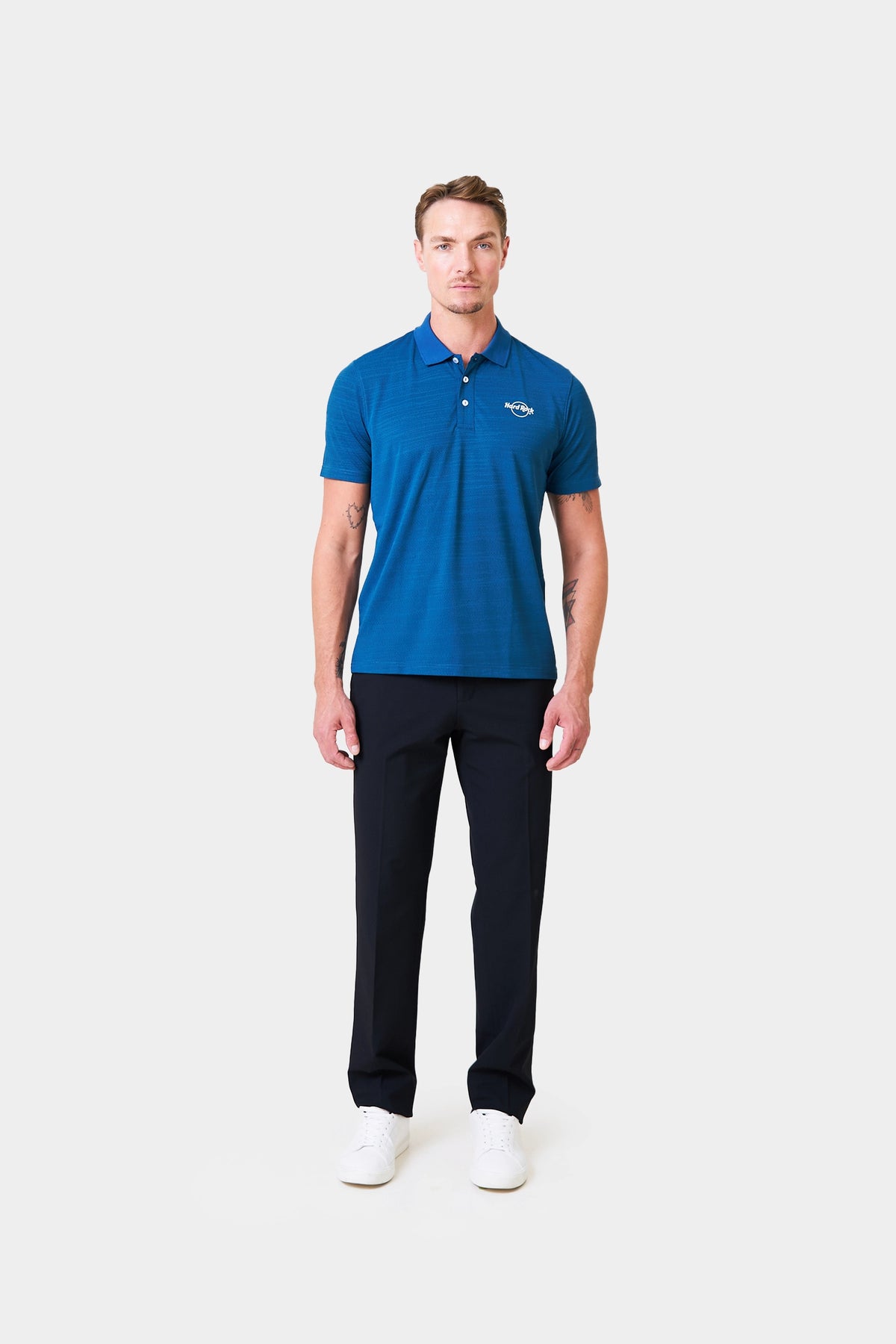 Server Summer Male Teal Short Sleeve Polo Shirt With Logo Print on Chest