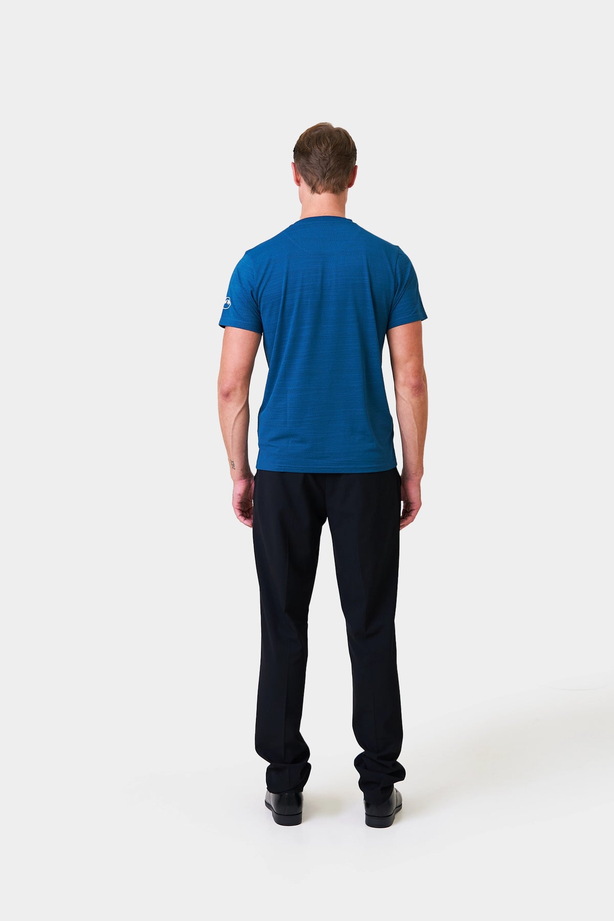Bussers Summer Male Teal Short Sleeve T-shirt With Logo Print on Sleeve