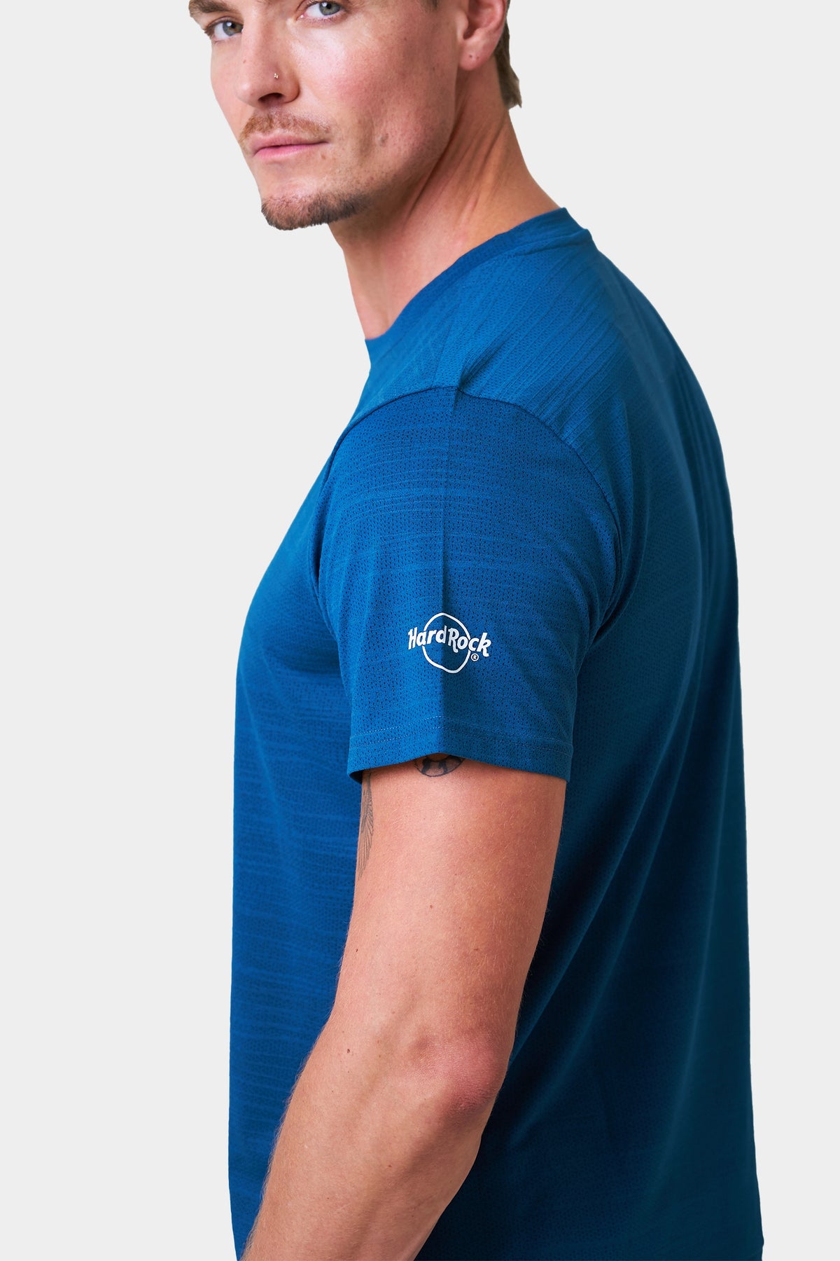 Bussers Summer Male Teal Short Sleeve T-shirt With Logo Print on Sleeve