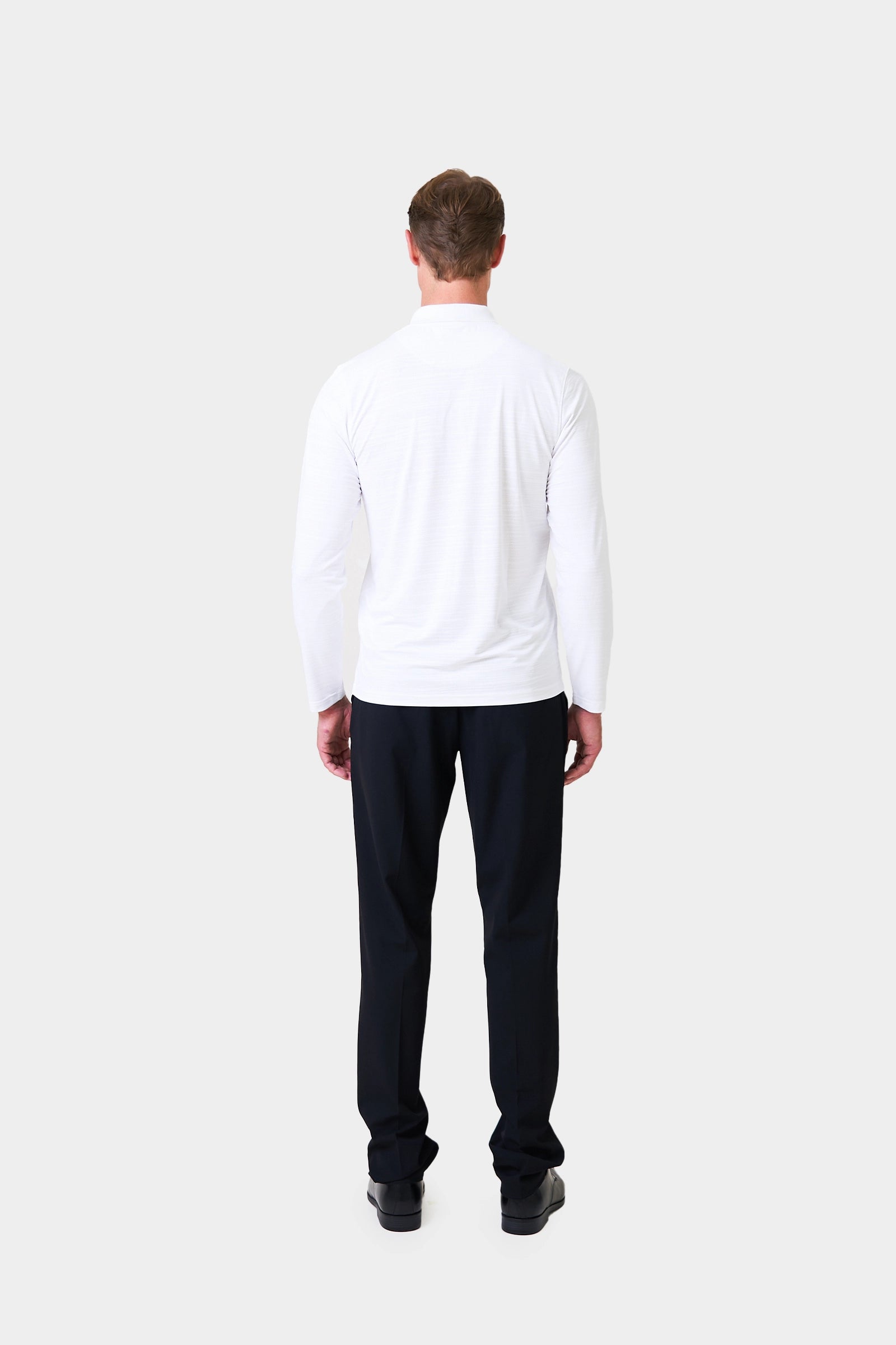 Host Winter Male White Long Sleeve Polo Shirt With Logo Print on Chest