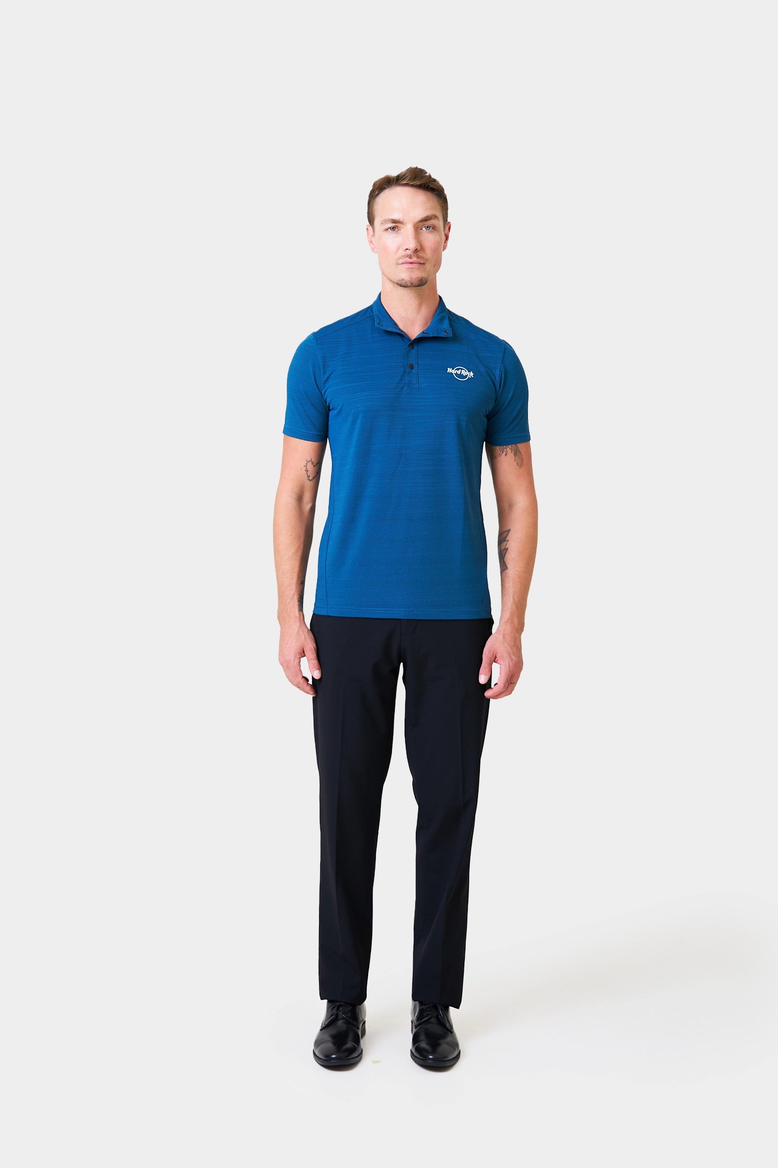 Bartender Summer Men's Teal Short Sleeve Henley Shirt With Logo Print on Chest