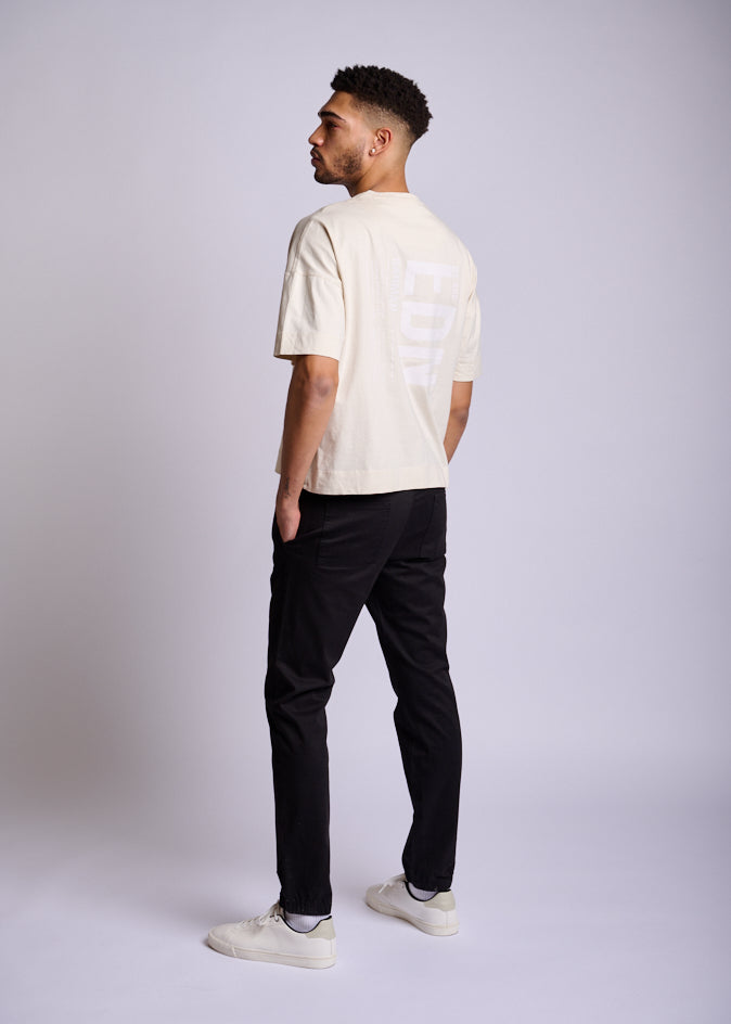 Cream drop-shoulder T-shirt