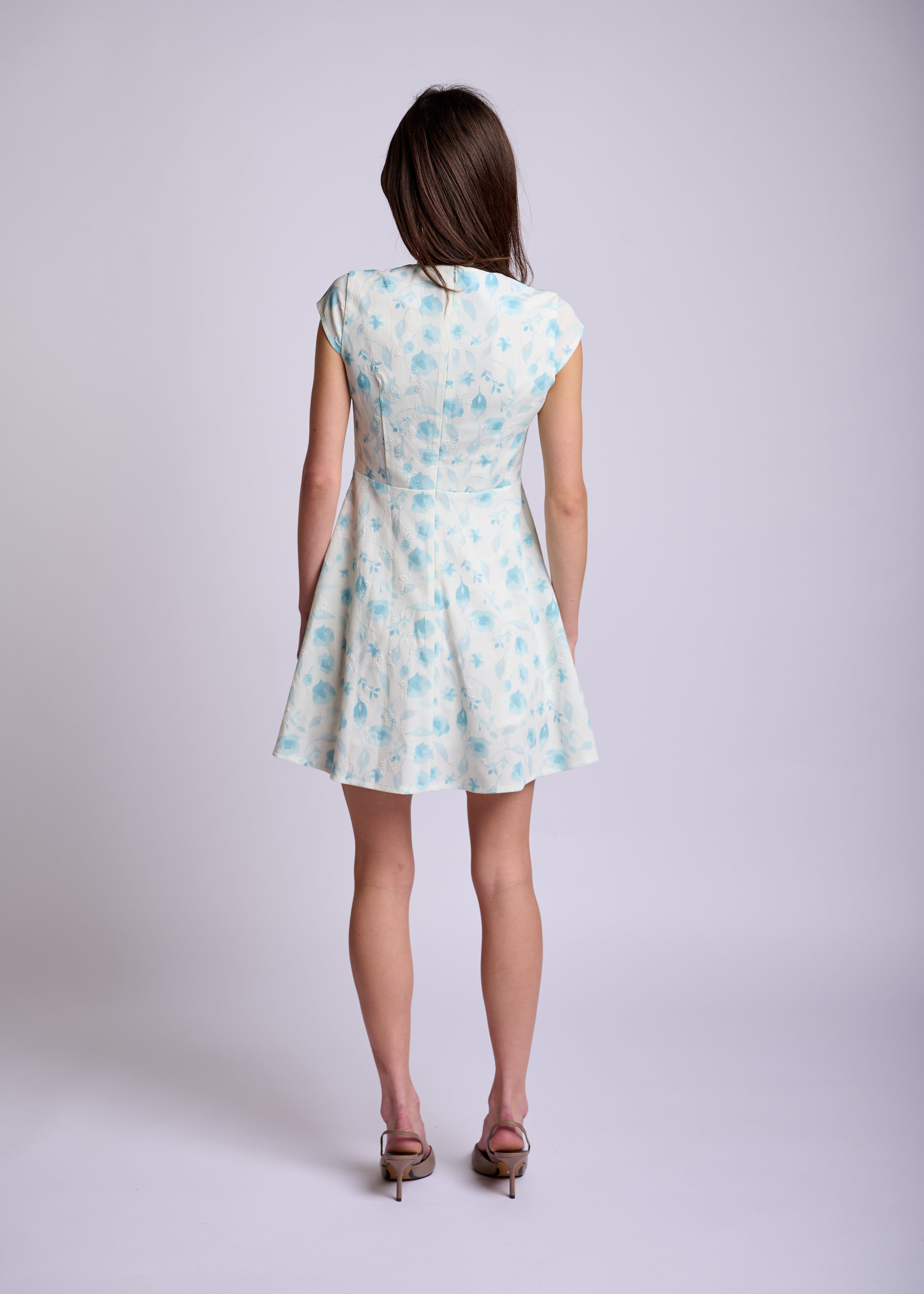 Cap Sleeve Floral A-Line Dress