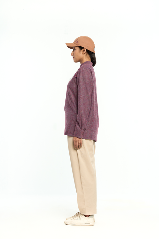 Mauve Embroidered Asymmetrical Top