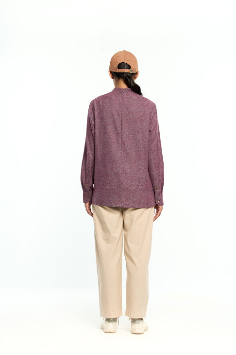 Mauve Embroidered Asymmetrical Top
