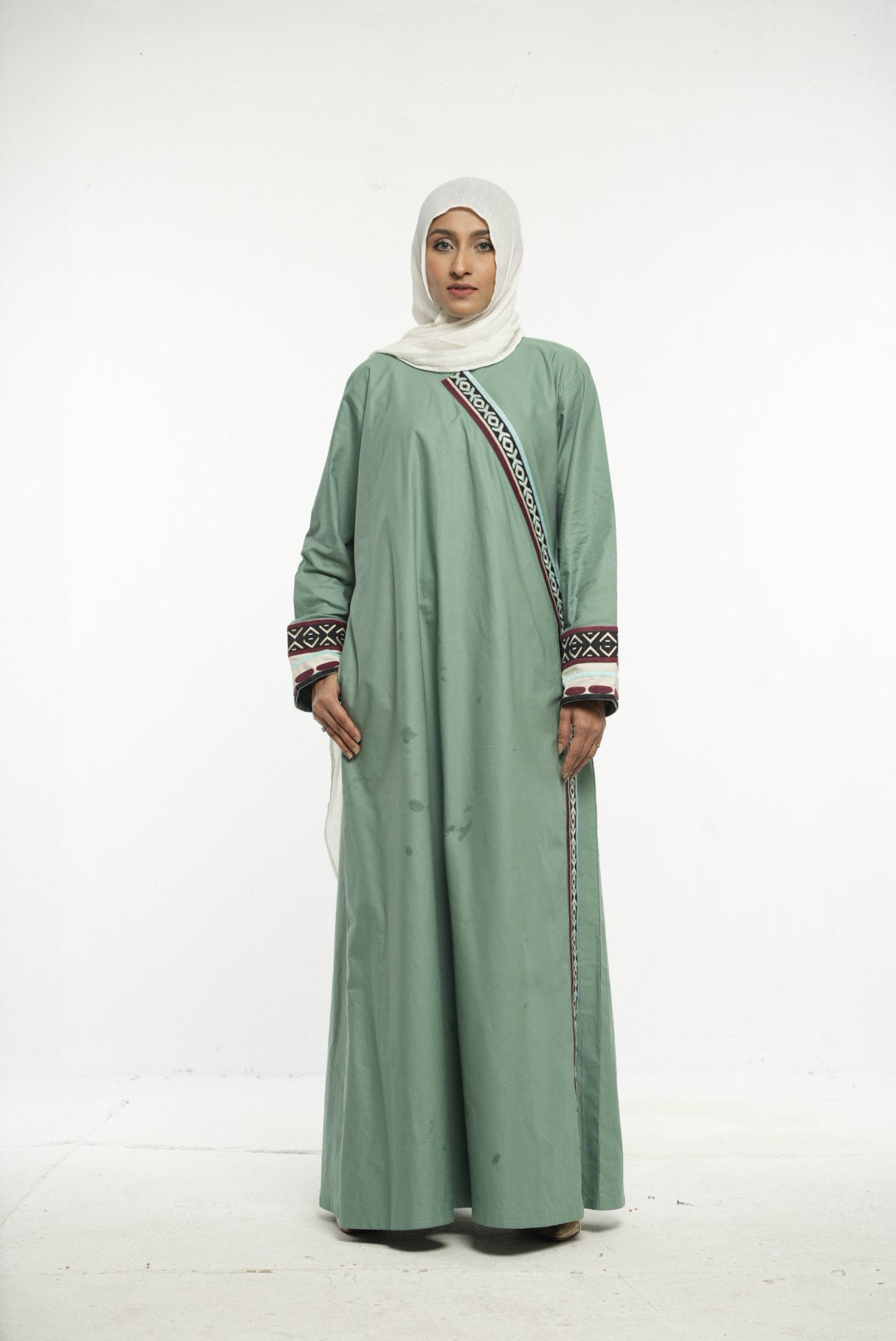 Sage Green Embroidered Abaya
