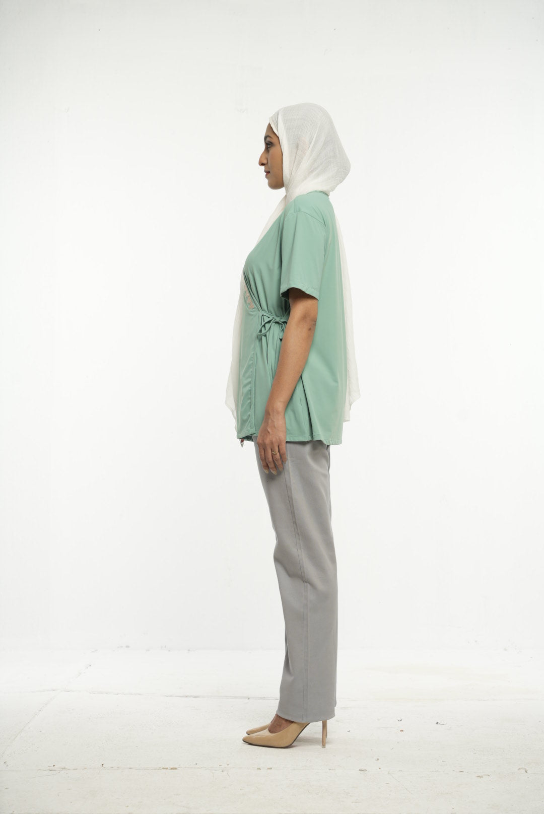 Elegant Sage Green Wrap Top
