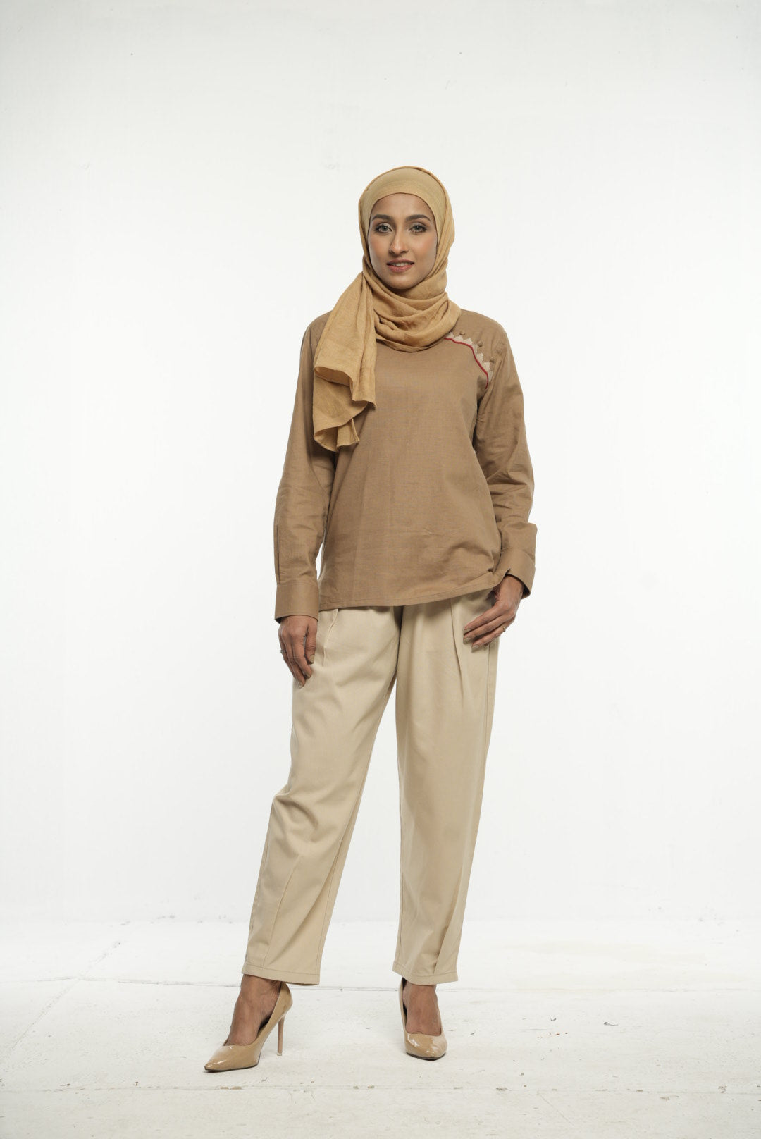 Earthy Brown Embroidered Tunic