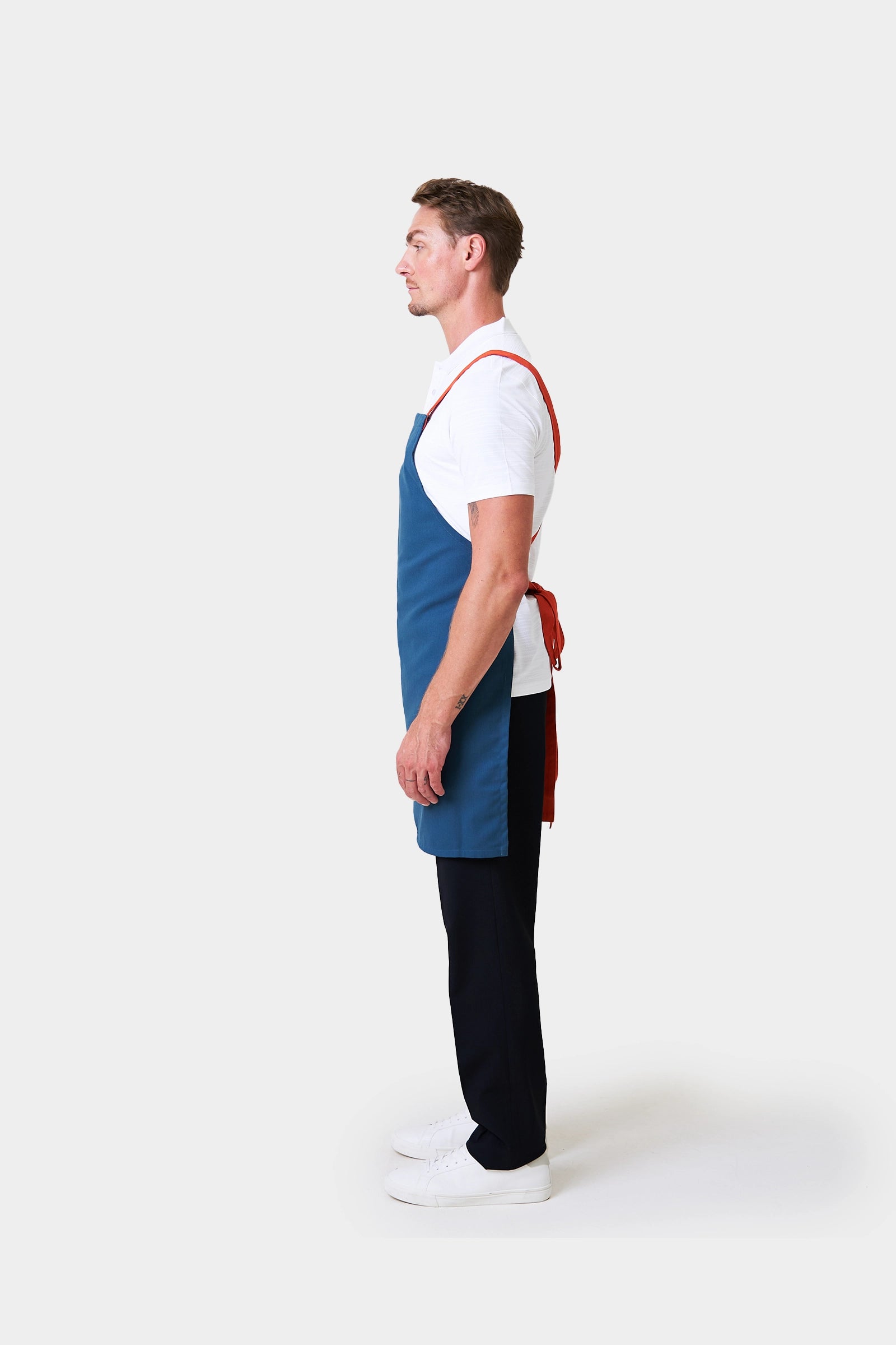 Bussers & Barbacks Unisex Teal Bib Apron With Contrast Piping and Straps