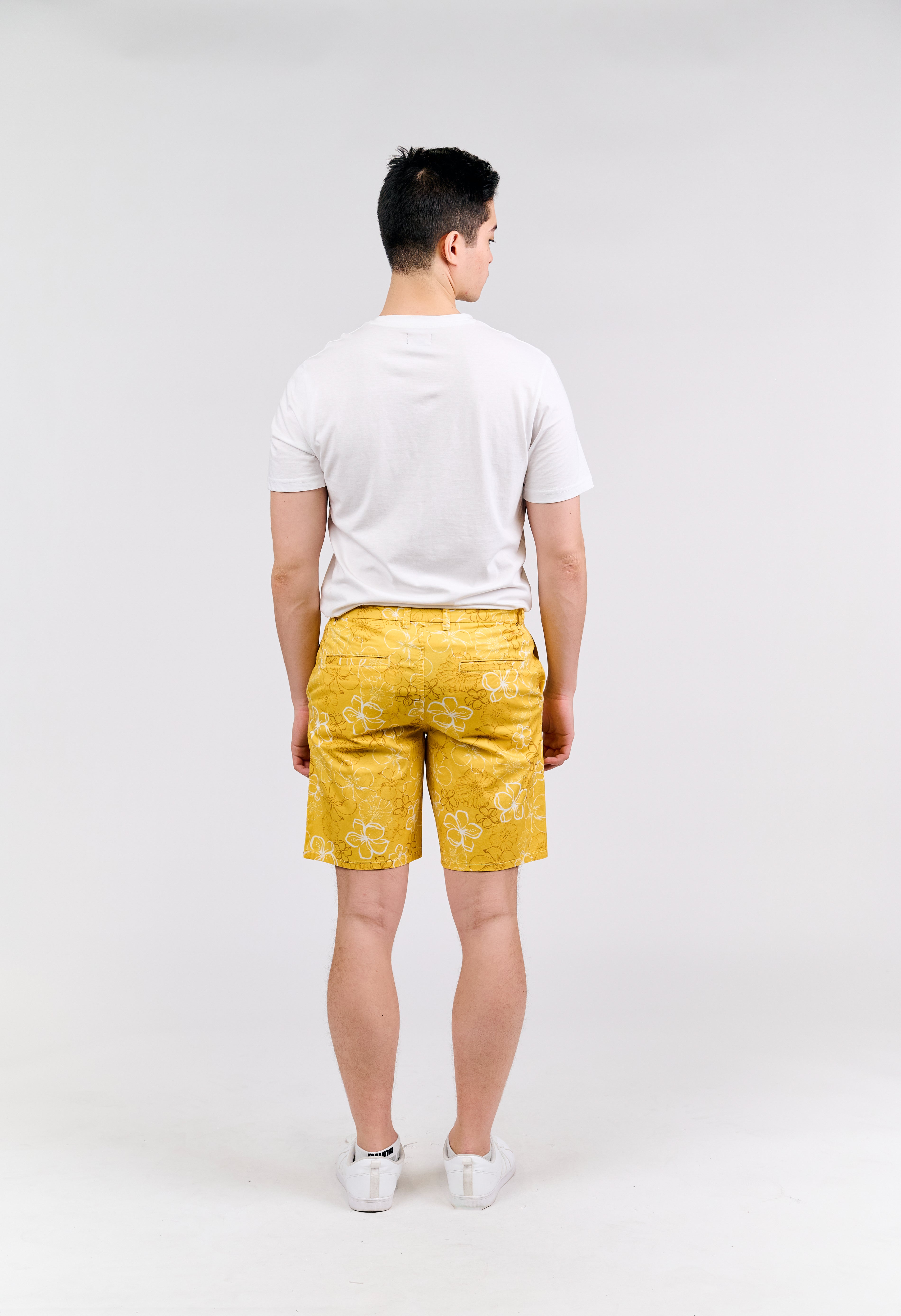 Vibrant Yellow Floral Print Shorts