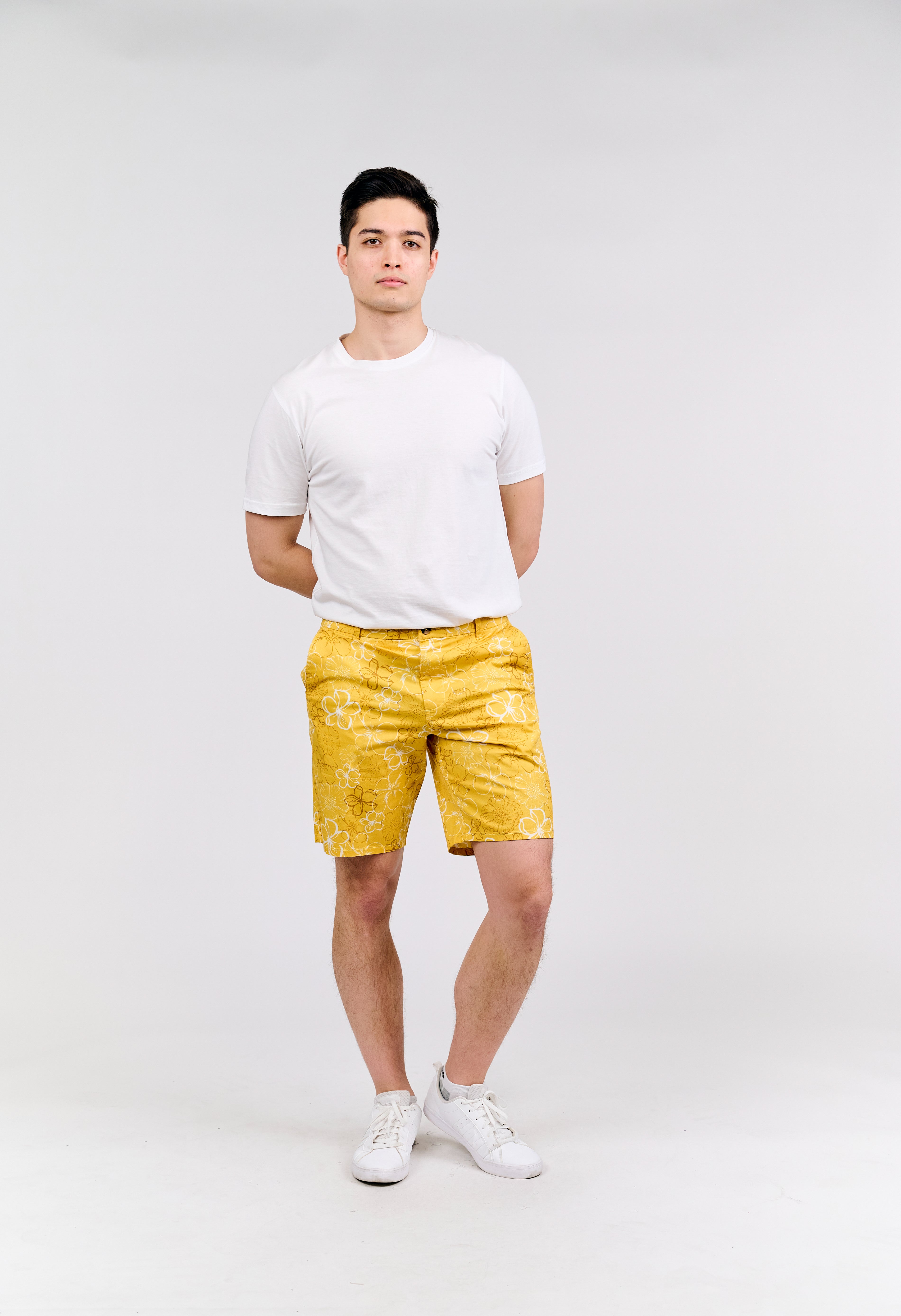Vibrant Yellow Floral Print Shorts