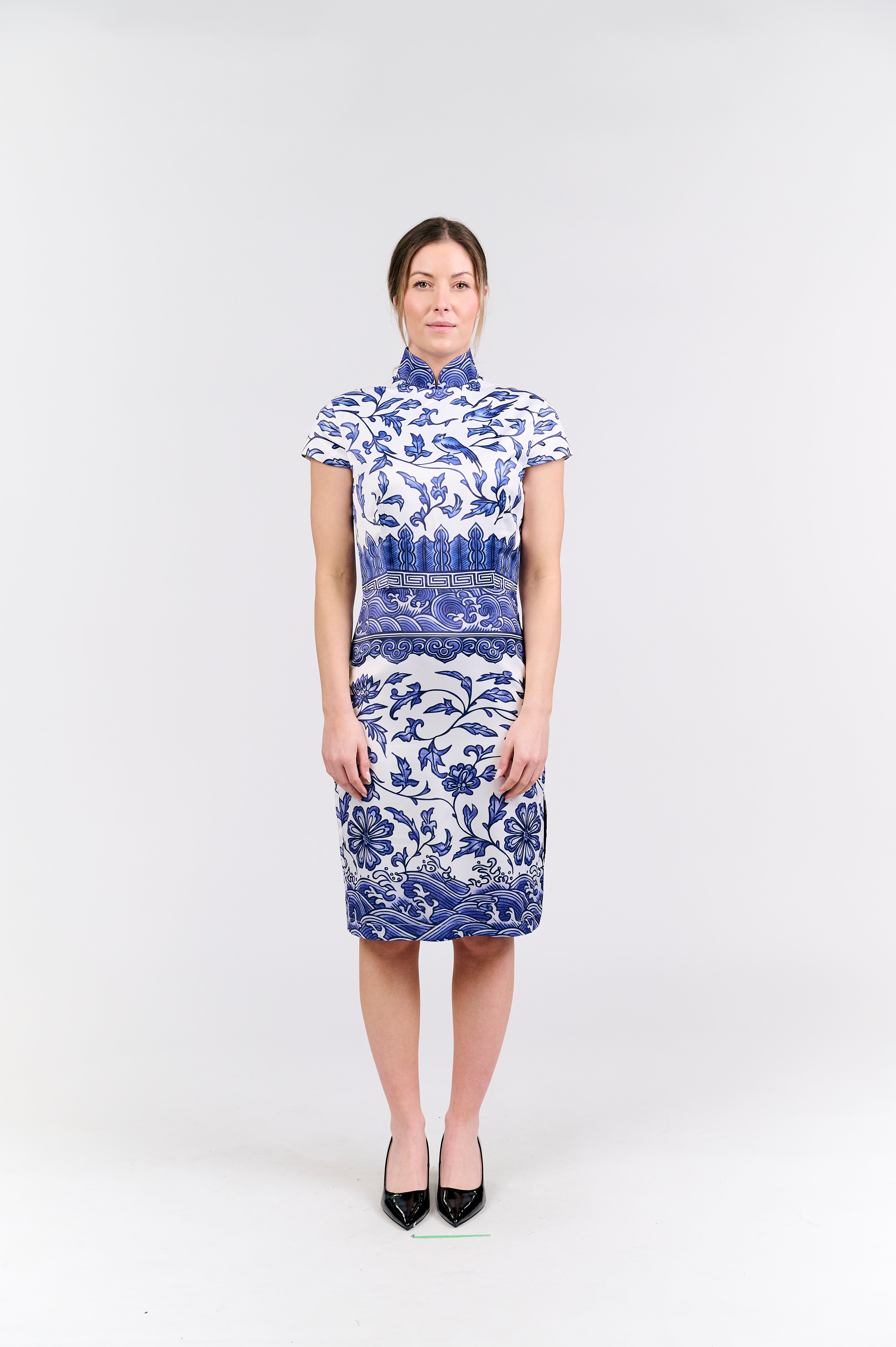 Porcelain-Inspired Printed Cheongsam