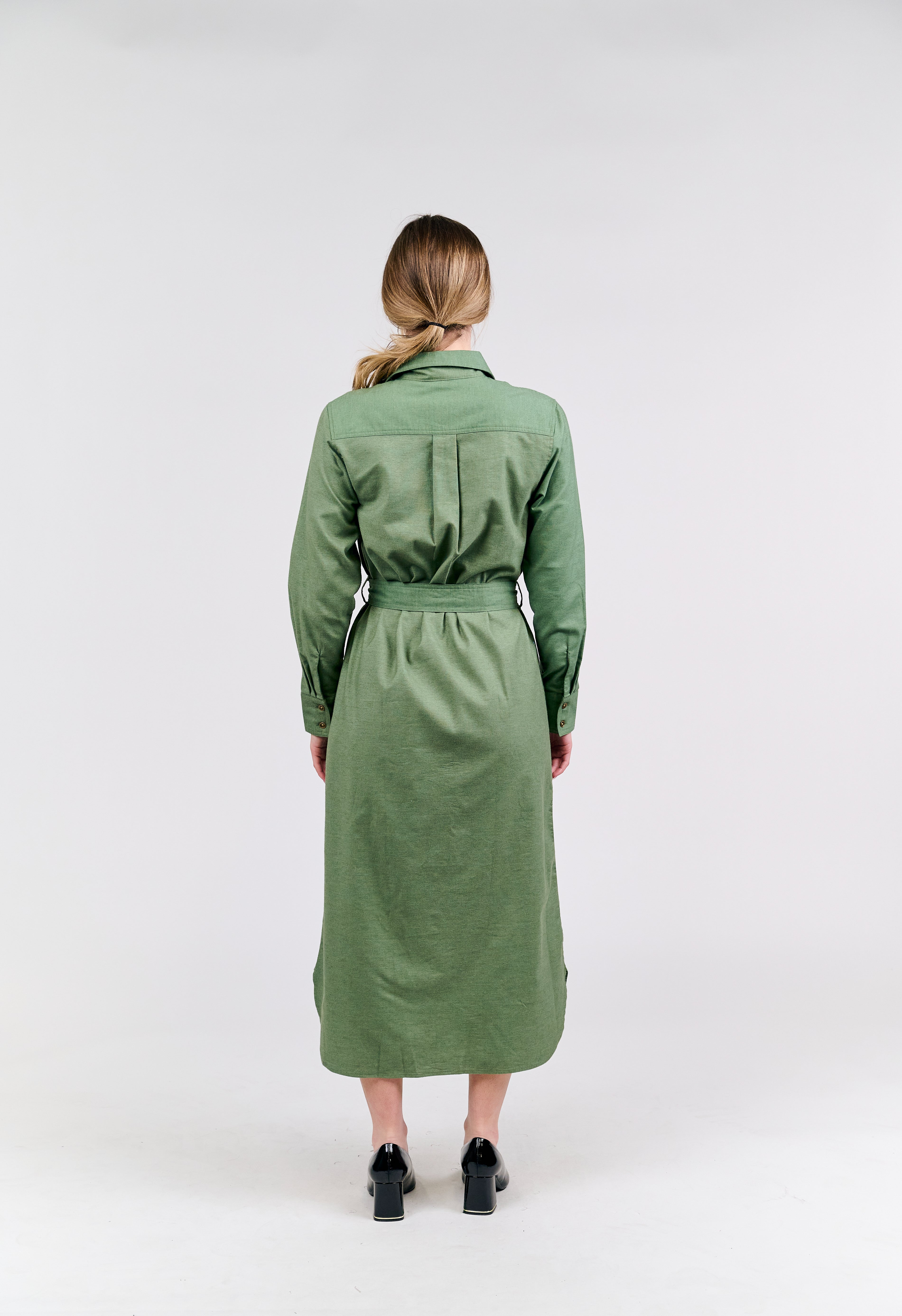 Classic Olive Green Shirt Dress