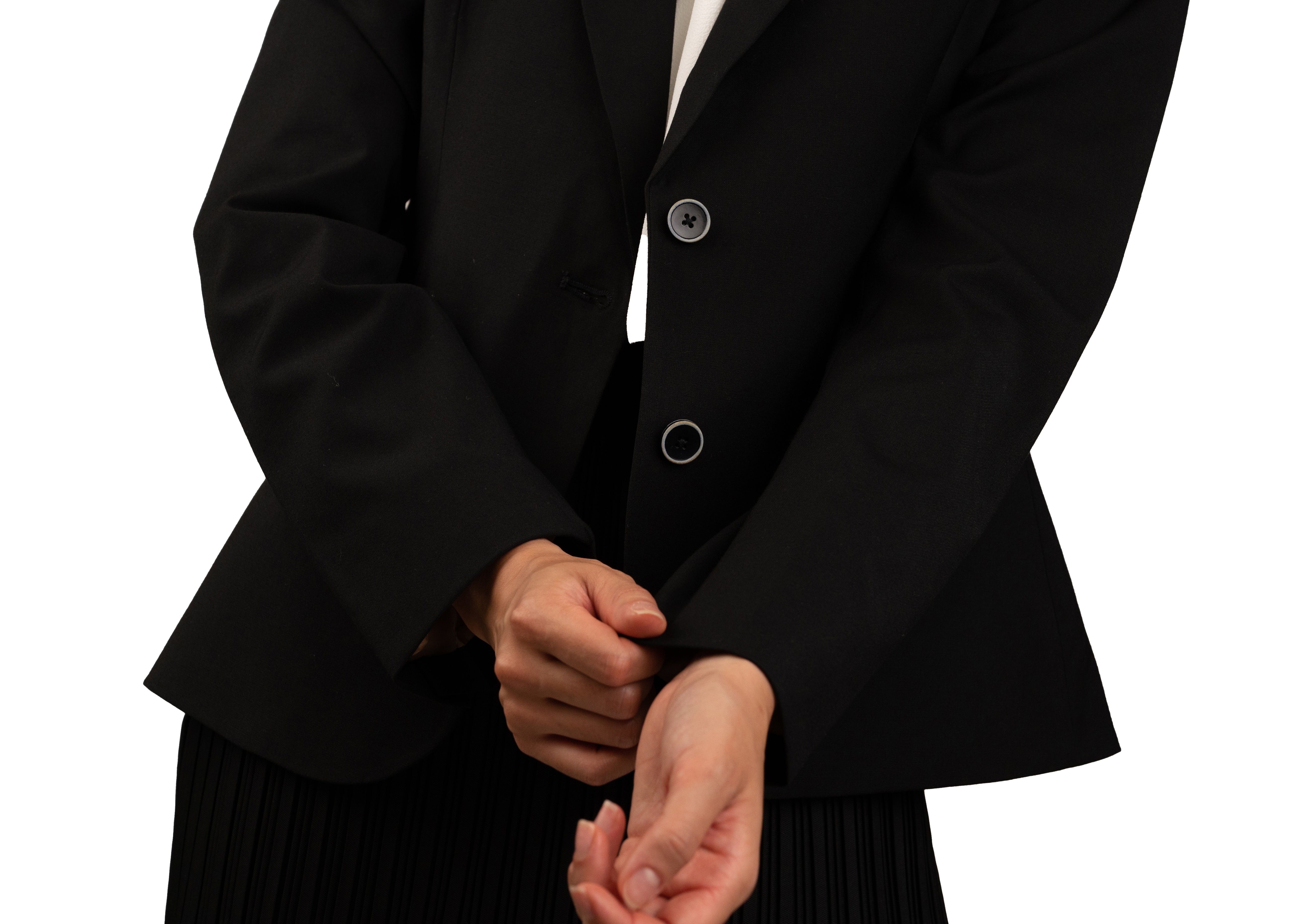 Black Suiting Jacket with Mock Pocket Square