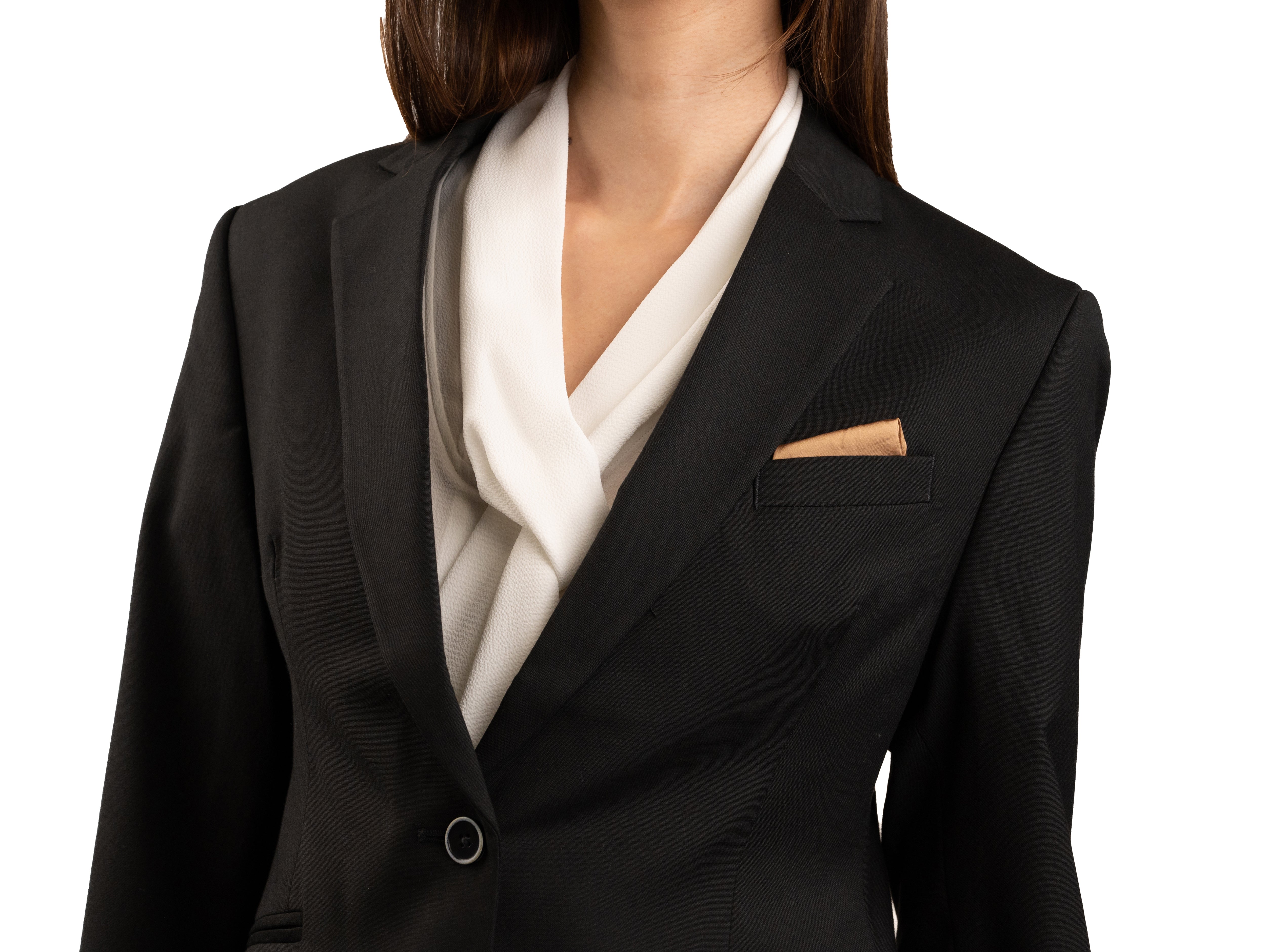 Black Suiting Jacket with Mock Pocket Square