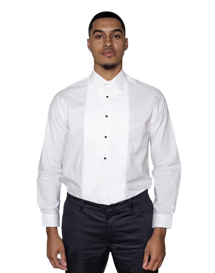 Men’s White Tuxedo Button Down Dress Shirt - Kloth Studio Inc. - klothstudio.com